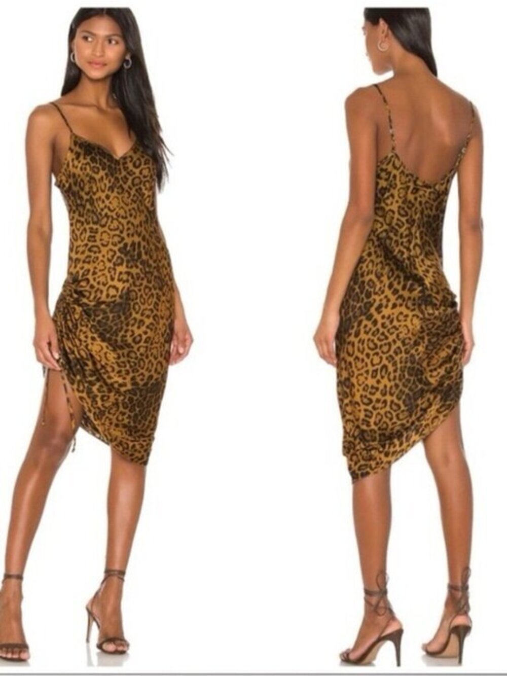 Nation Mira Bias Slip Dress With Drawstring - Jaguar size S